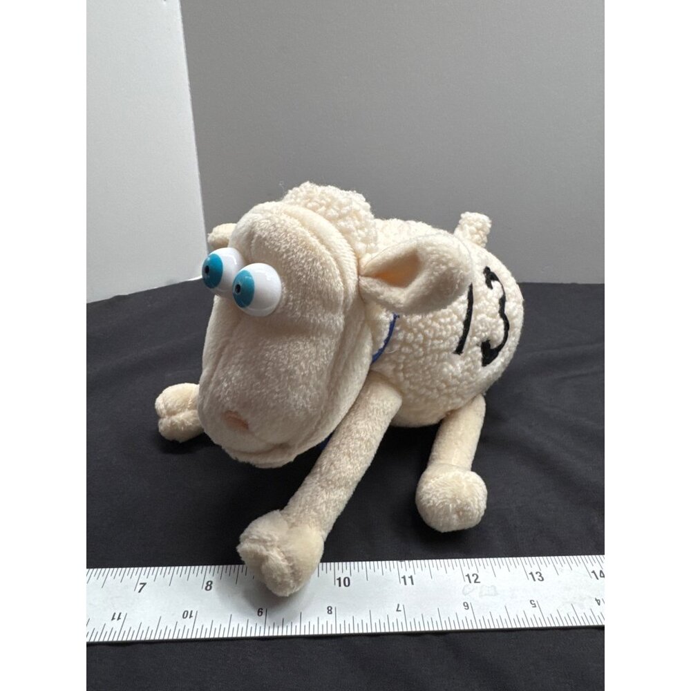 Sheep Plush Toy #13 7” Stuffed Animal With Blue Bow & Big Eyes Counting Sheep